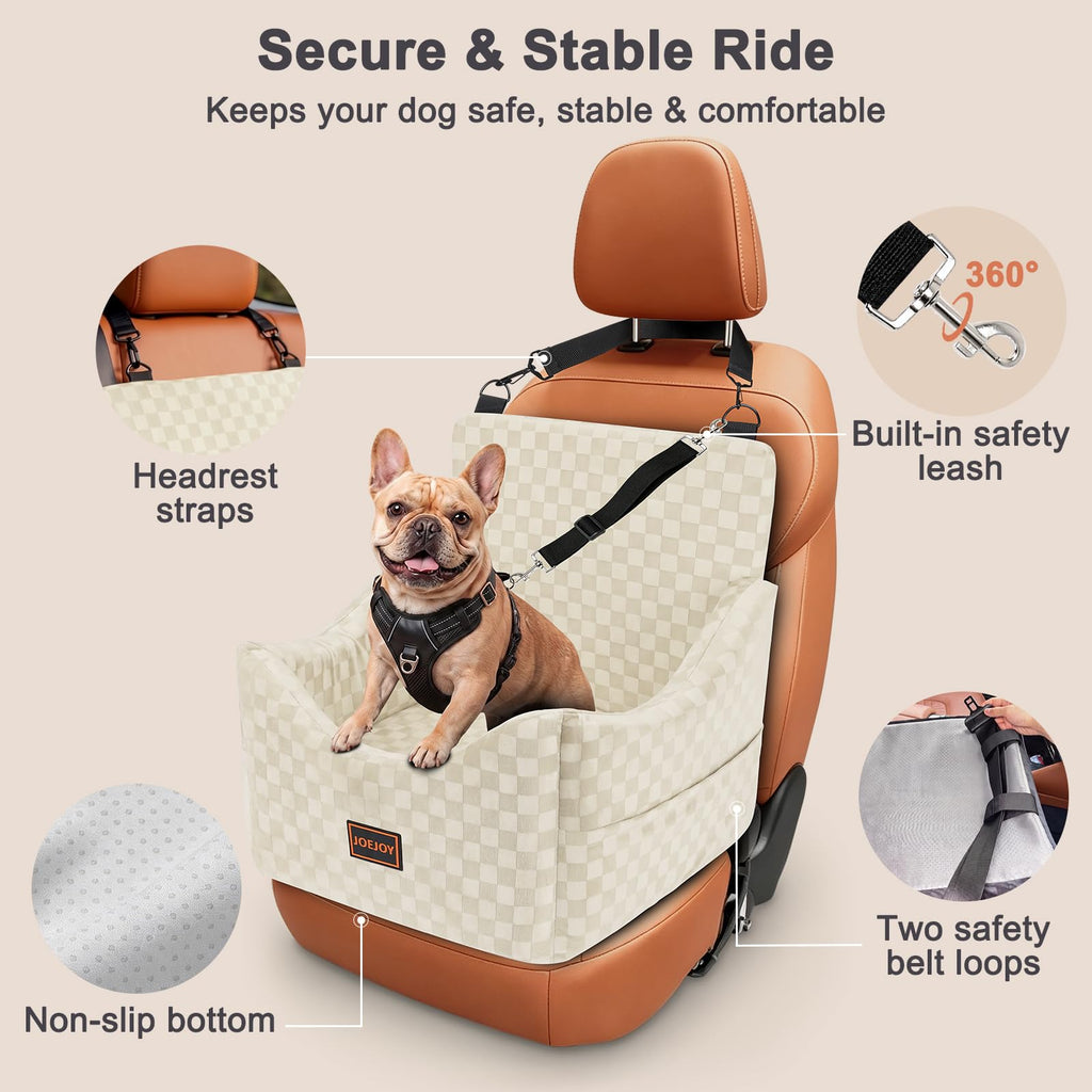 Washable Dog Car Booster Seat with Memory Foam for Large Dogs
