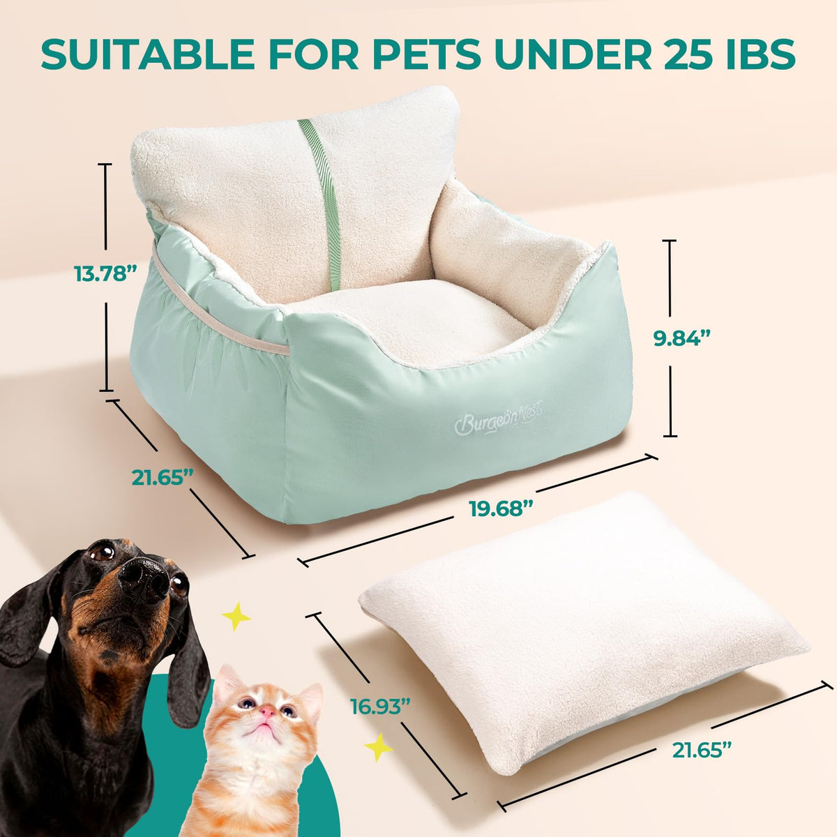 Comfort Dog Car Seat Bed for Small Dogs and Puppies