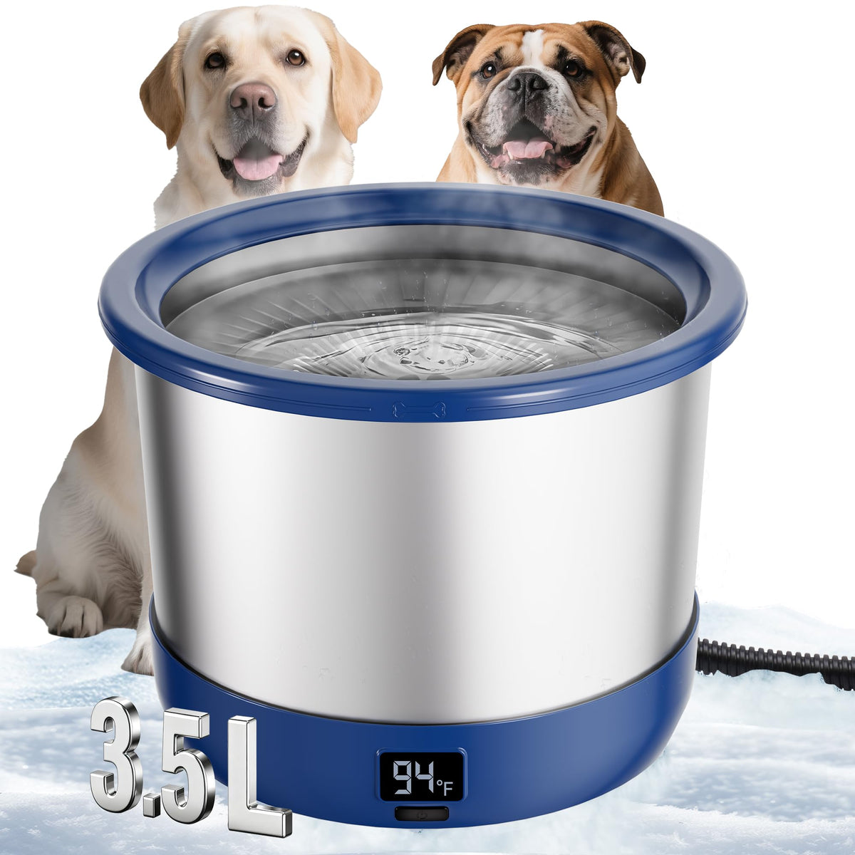 Heated Dog Water Bowl with Digital Display and Temperature Control