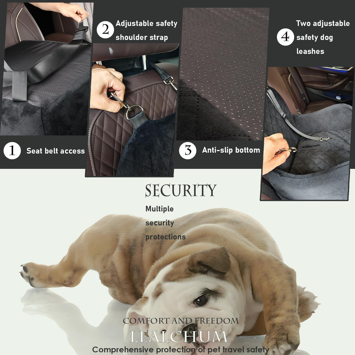 Portable Dog Booster Car Seat with Washable Elevated Cushion