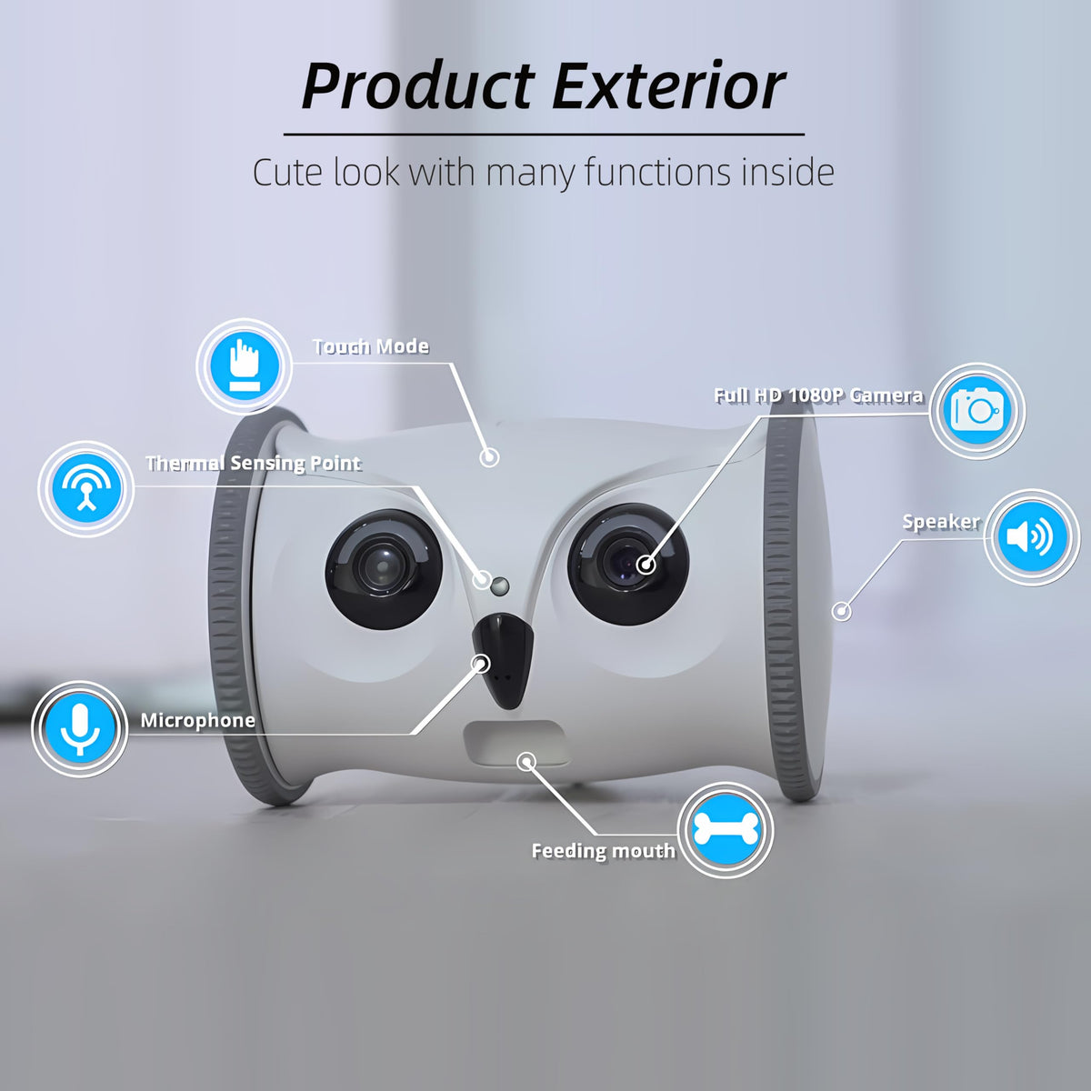 1080P Mobile Pet Camera Robot with Treat Dispenser and App Control