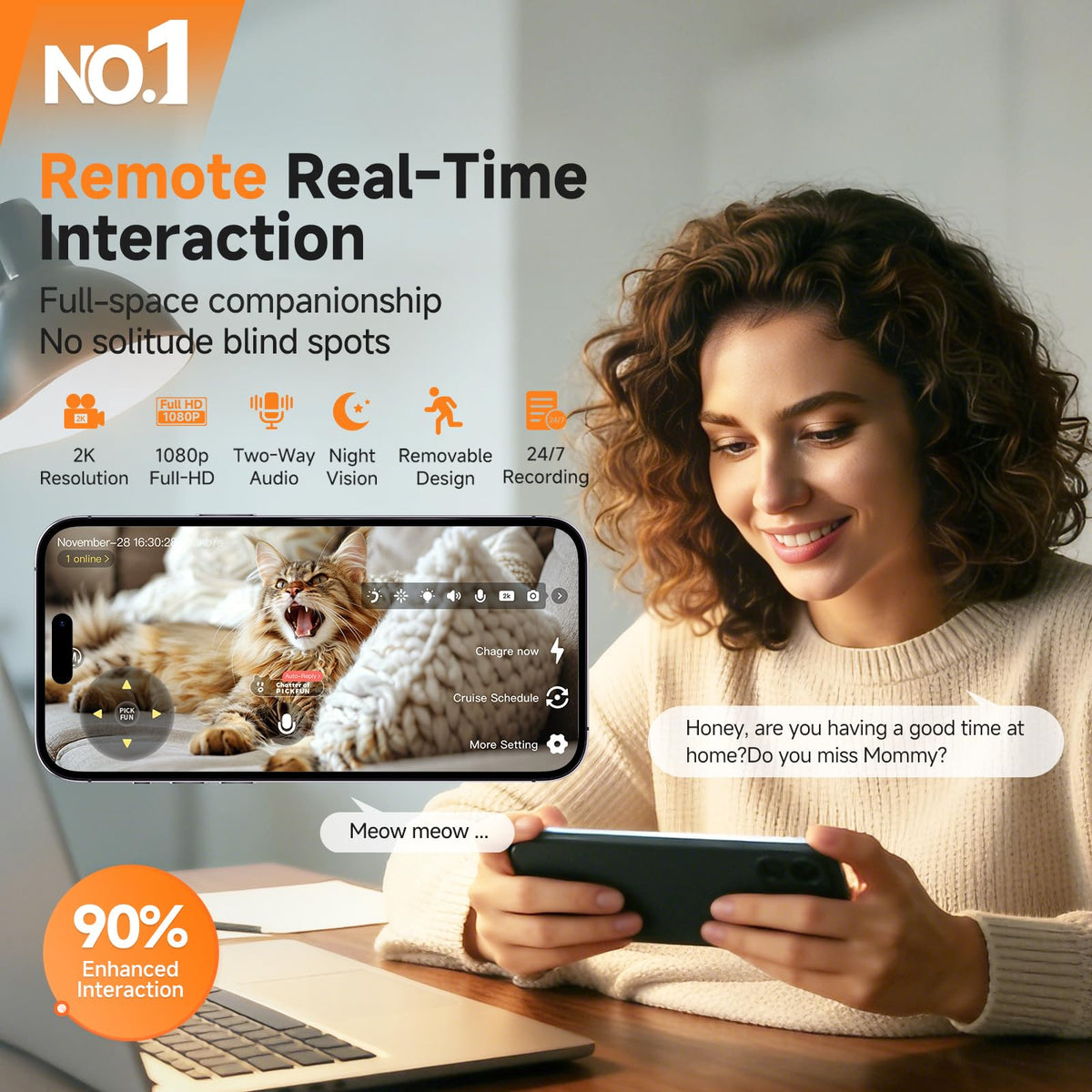 AI Pet Robot Companion with Camera Auto Feeding and Play