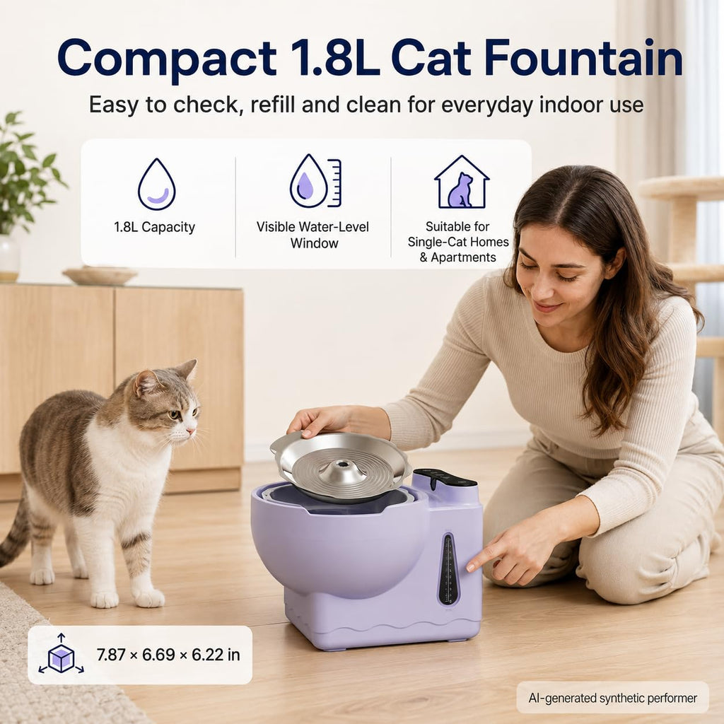 Hydrogen Cat Water Fountain with Smart Sensor Stainless Steel Bowl