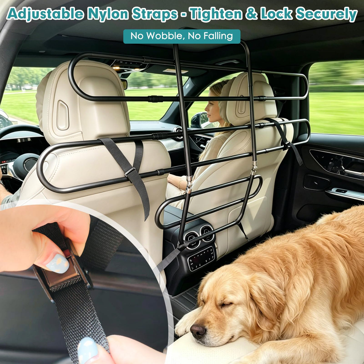 Adjustable Metal Dog Car Barrier for SUVs Trucks and Sedans