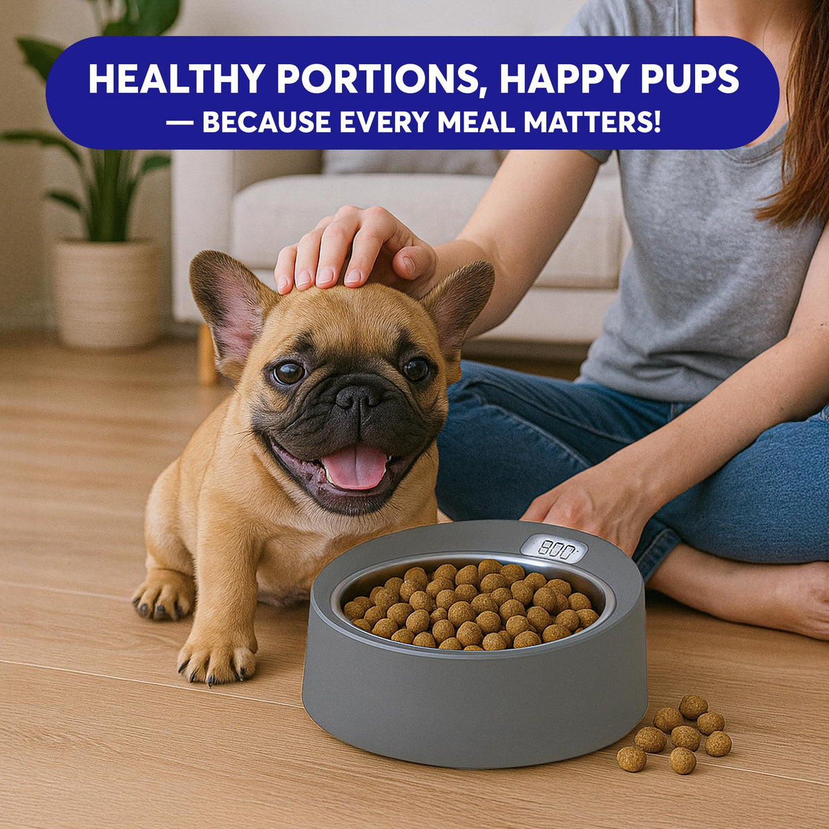 Stainless Steel Pet Feeding Bowl with Built In Digital Scale