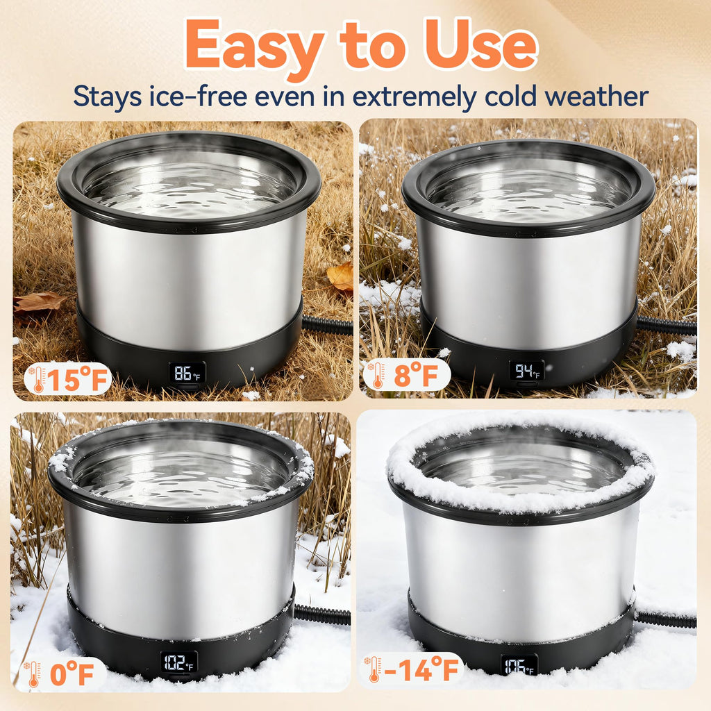 Heated Dog Water Bowl with Digital Display and Temperature Control