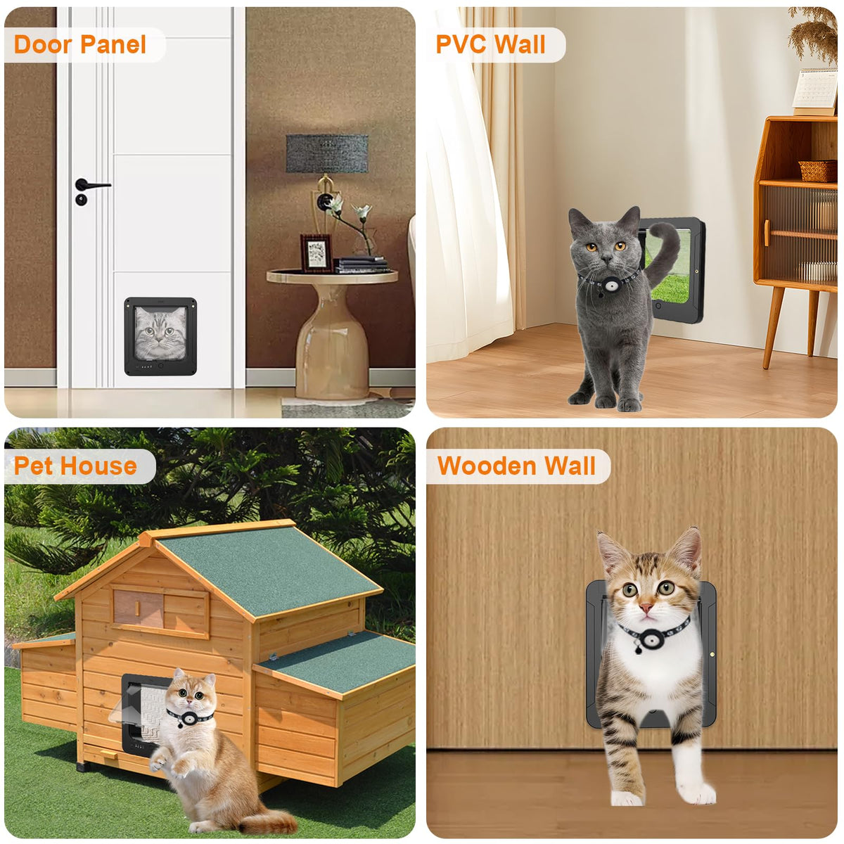 RFID Smart Cat Door with Collar Sensor and Four Way Locking