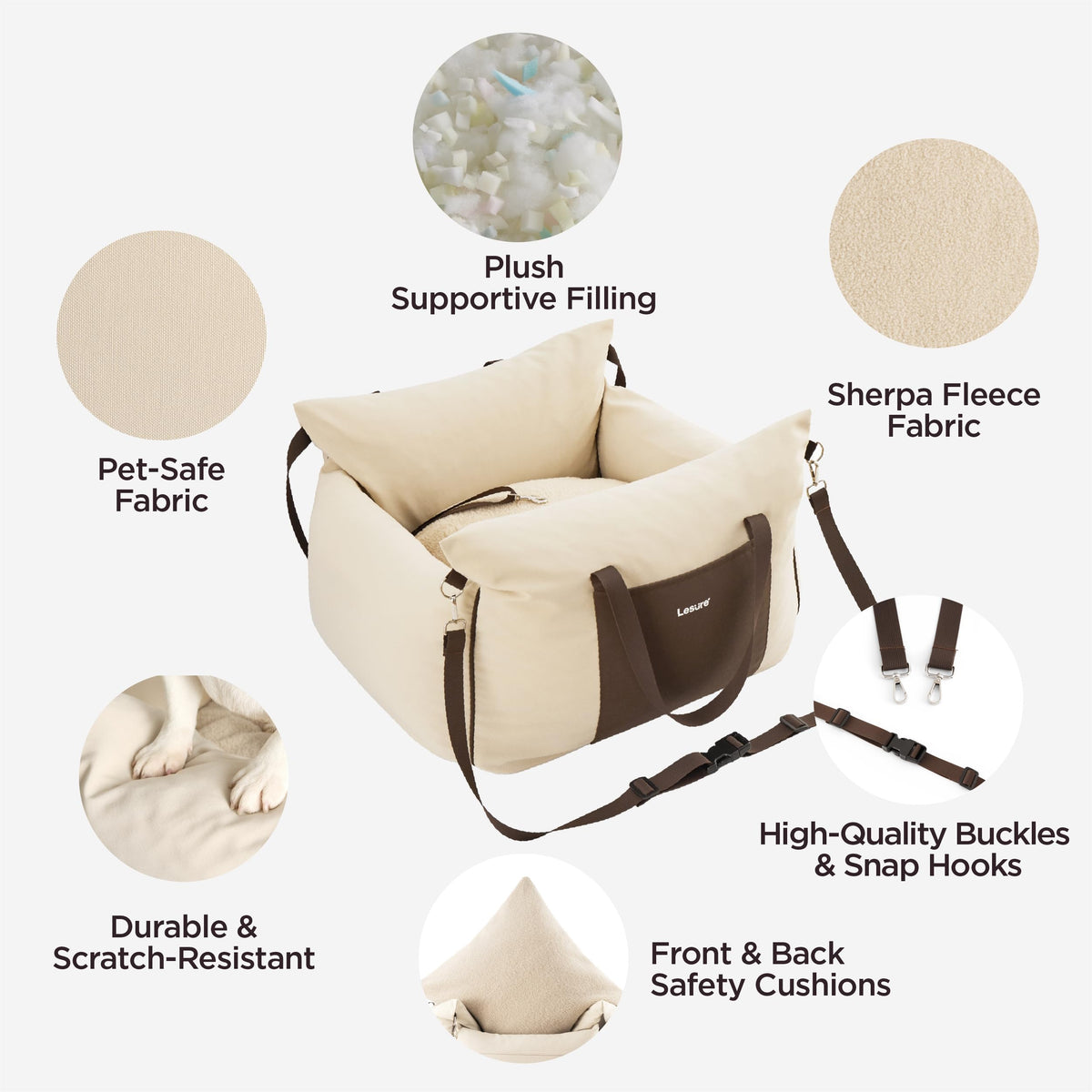 Dog Car Booster Seat for Small Dogs and Puppies Under 25 Pounds