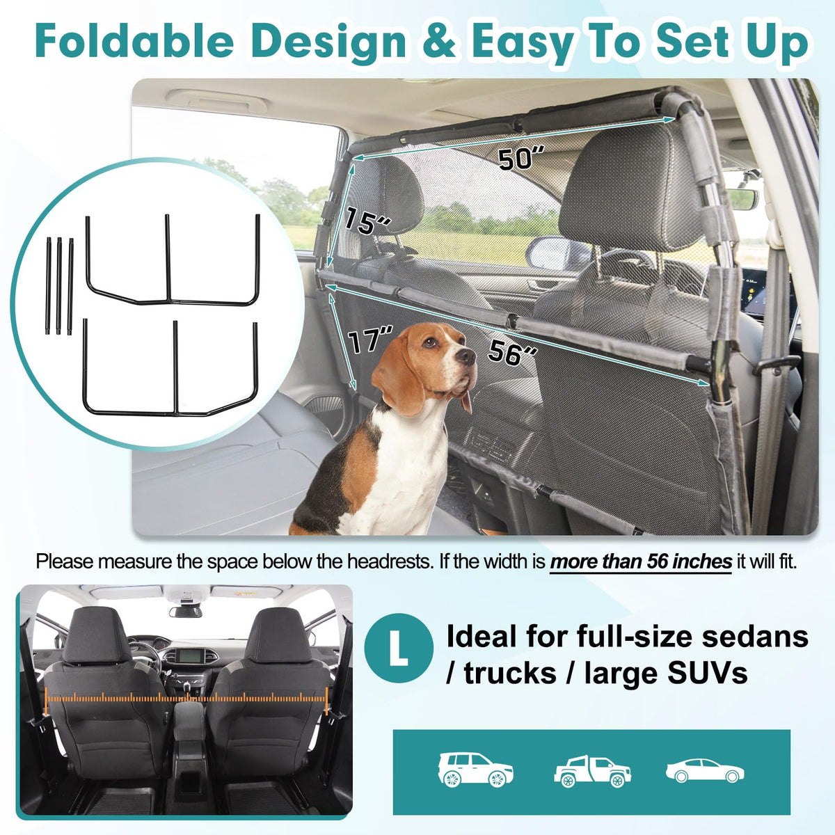 Escape Proof Dog Car Barrier for SUVs Trucks and Cargo Areas