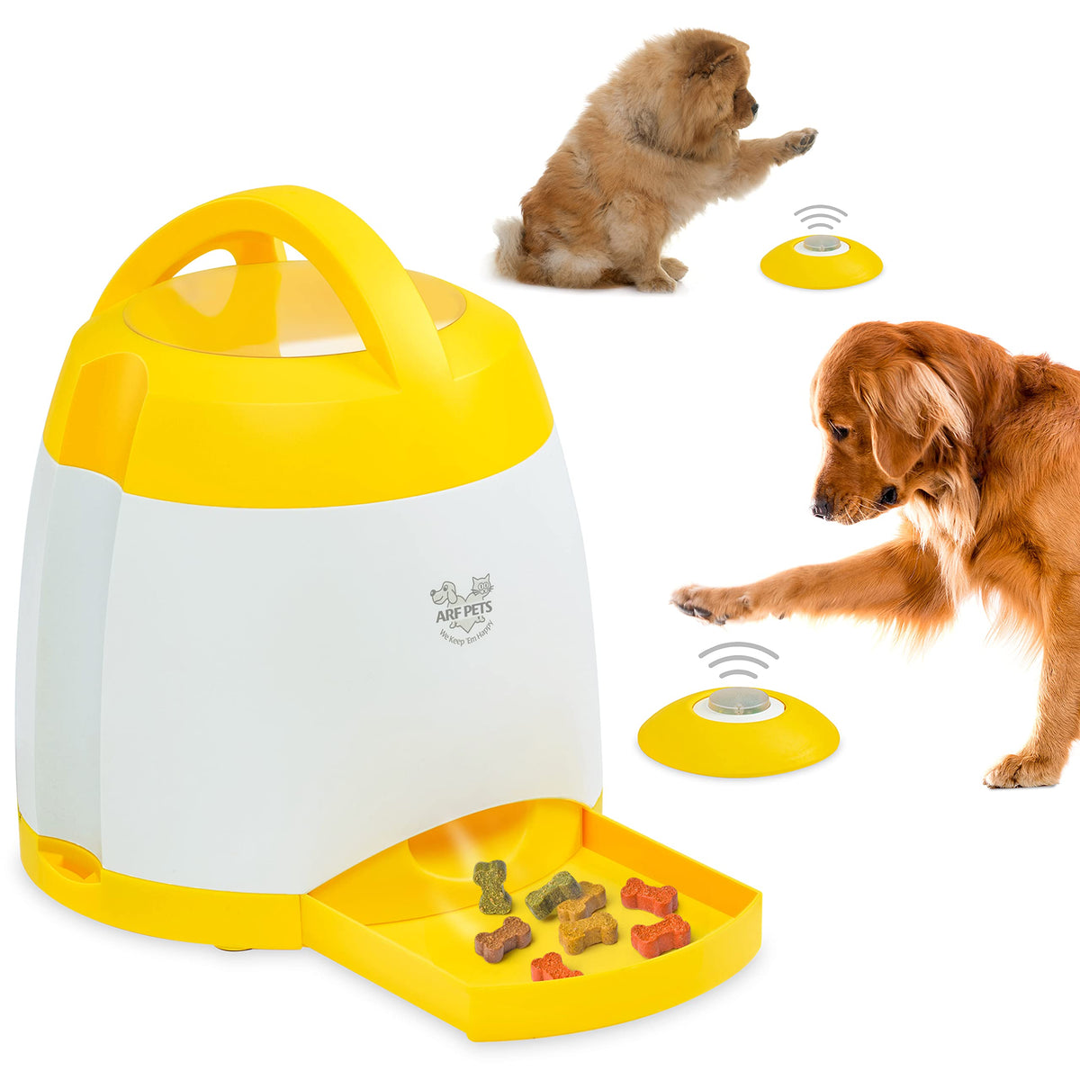 Remote Button Dog Treat Dispenser for Training and Memory Games