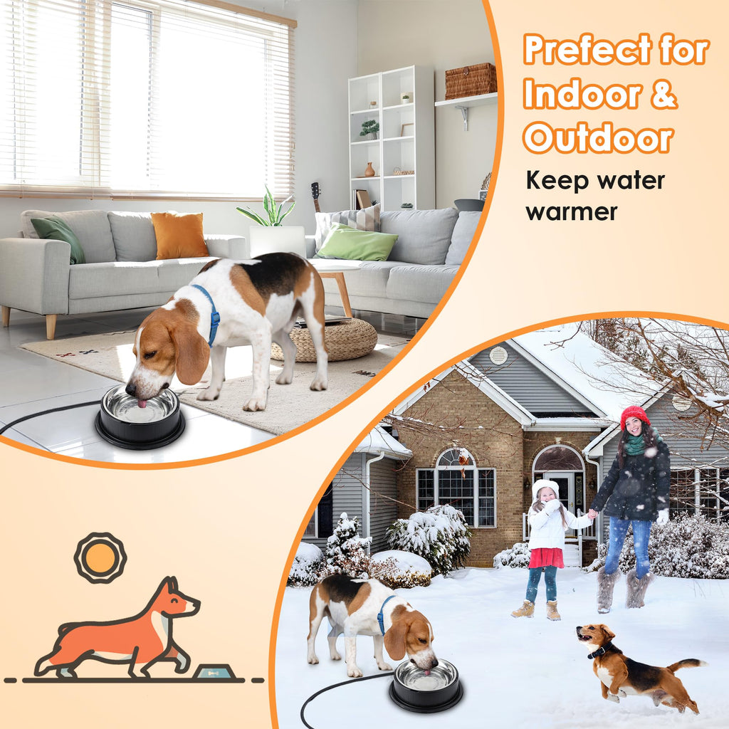 80oz Heated Pet Water Bowl with Thermostatic Temperature Control