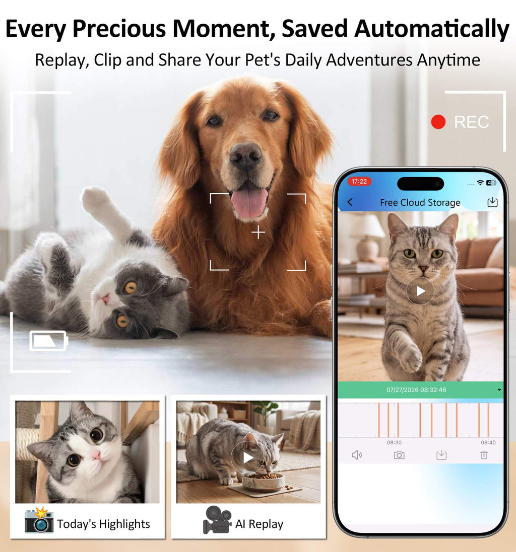AI Pet Camera Robot for Cats and Dogs with Phone App