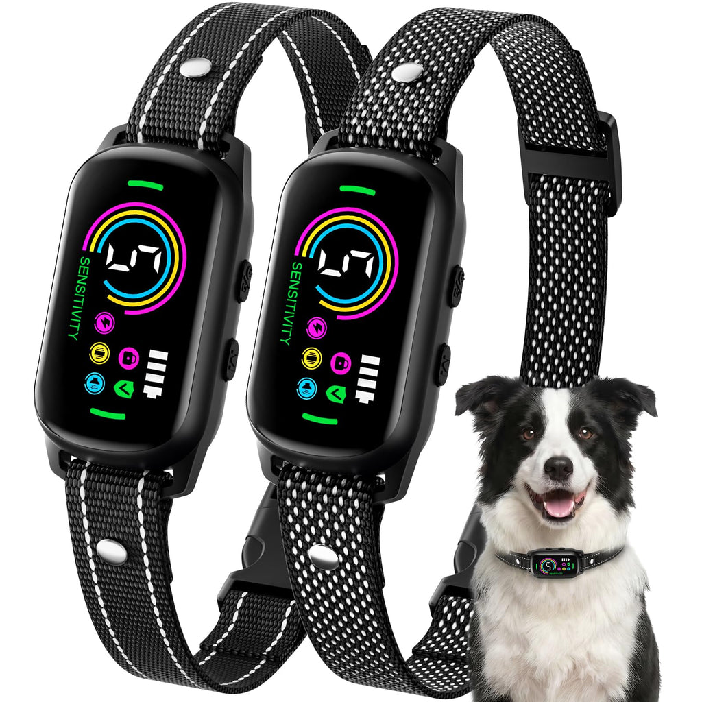 Two Pack Dog Bark Training Collars with Five Adjustable Modes