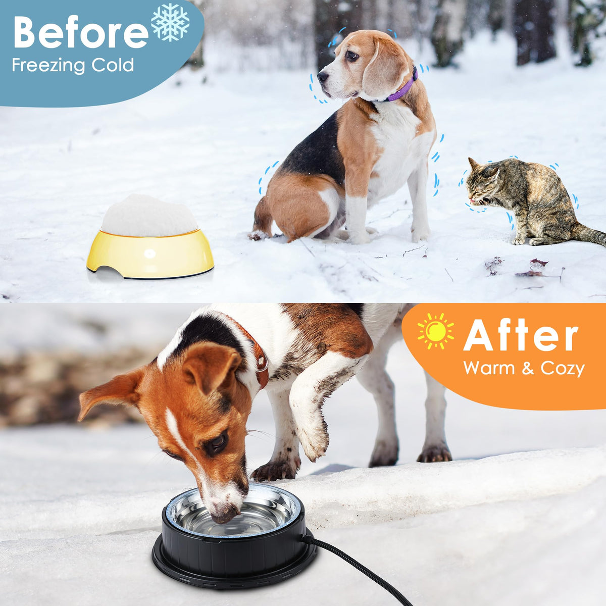 80oz Heated Pet Water Bowl with Thermostatic Temperature Control