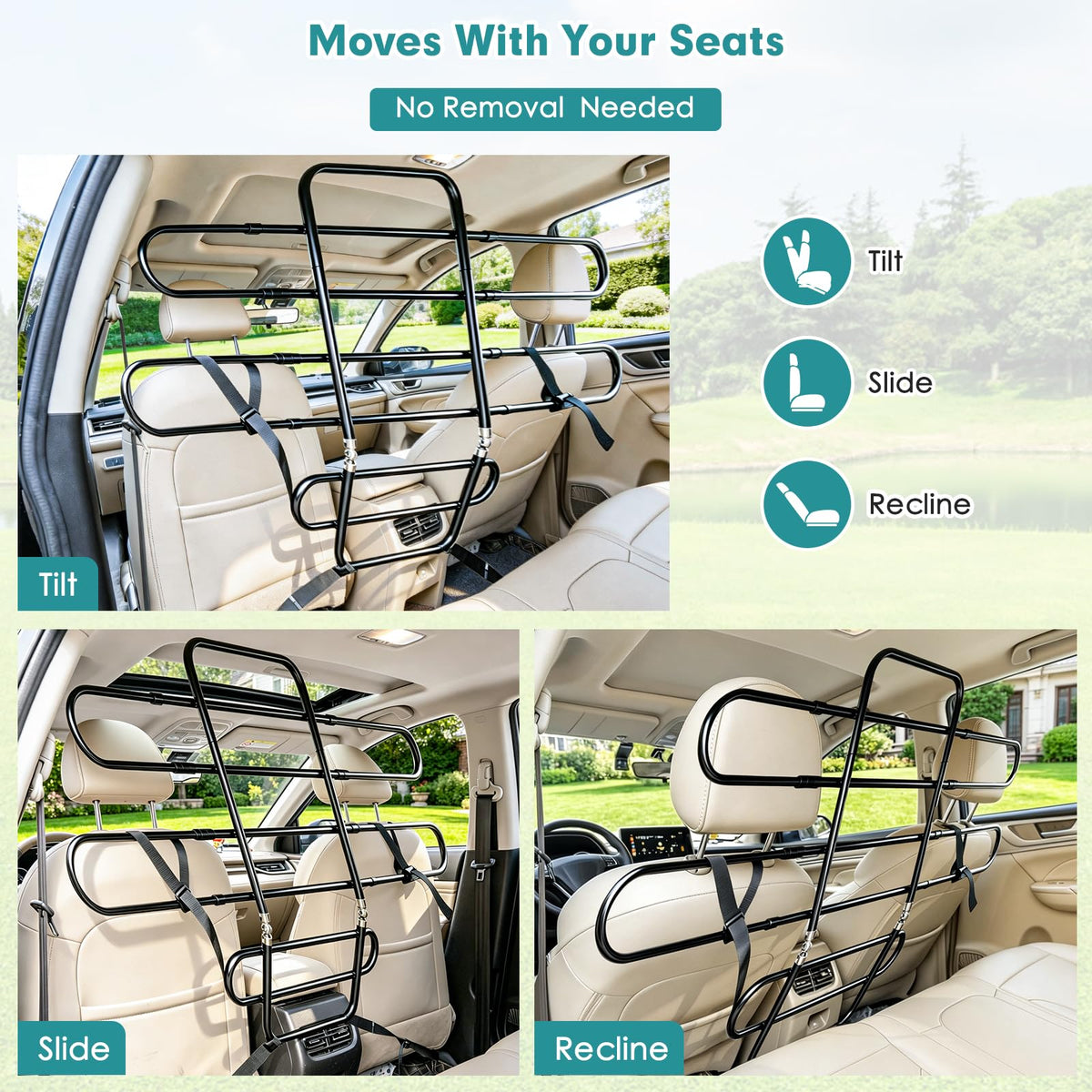 Adjustable Metal Dog Car Barrier for SUVs Trucks and Sedans