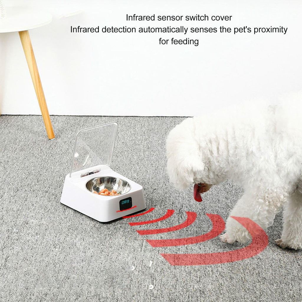 Automatic Pet Feeder with Infrared Sensor Lid and Display