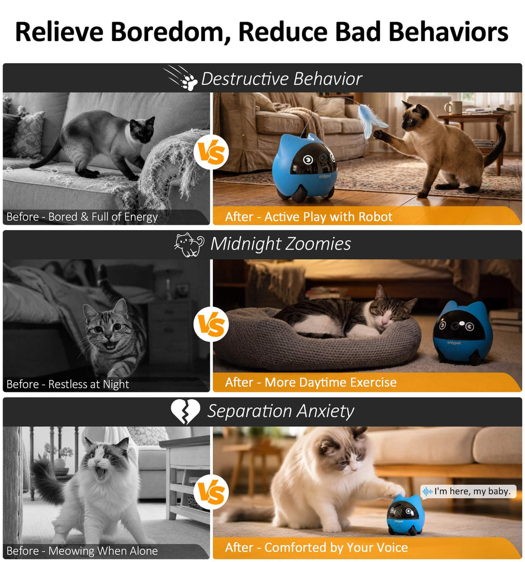 AI Pet Camera Robot for Cats and Dogs with Phone App