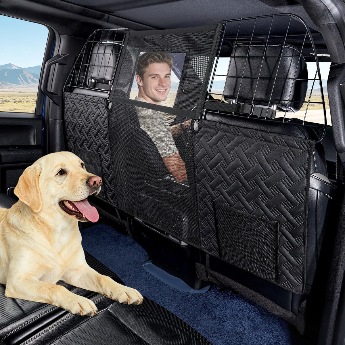 Large Dog Car Barrier Net Divider for SUVs and Vehicles