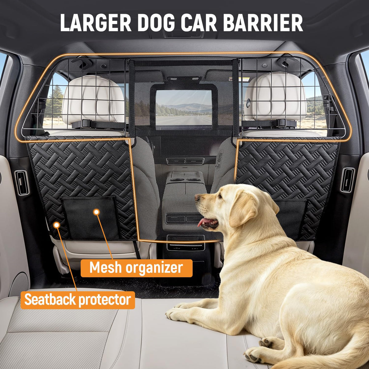 Large Dog Car Barrier Net Divider for SUVs and Vehicles