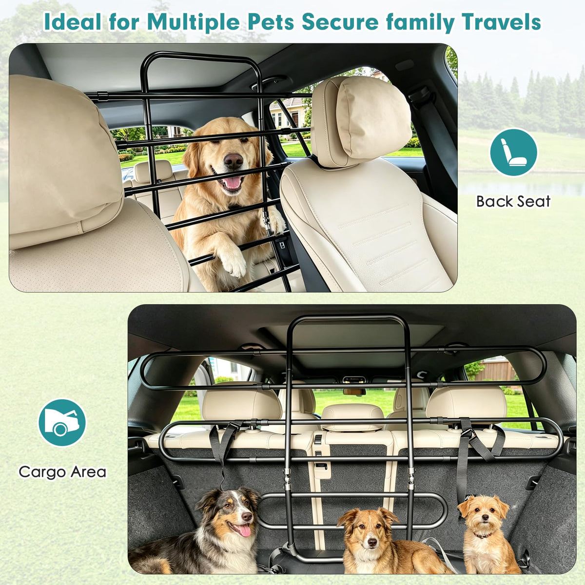 Adjustable Metal Dog Car Barrier for SUVs Trucks and Sedans