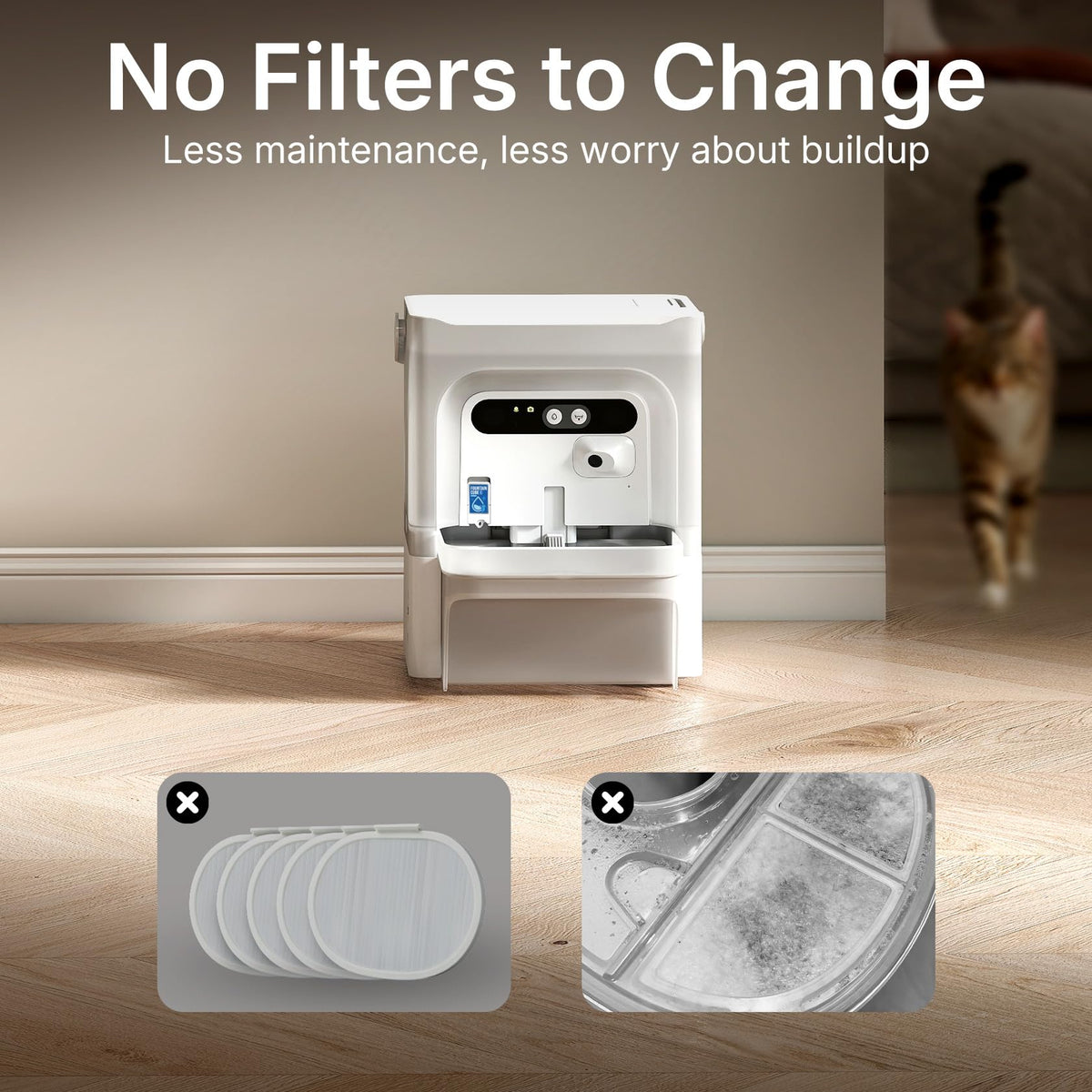 Smart Cat Water Fountain with AI Camera and Filterless Design