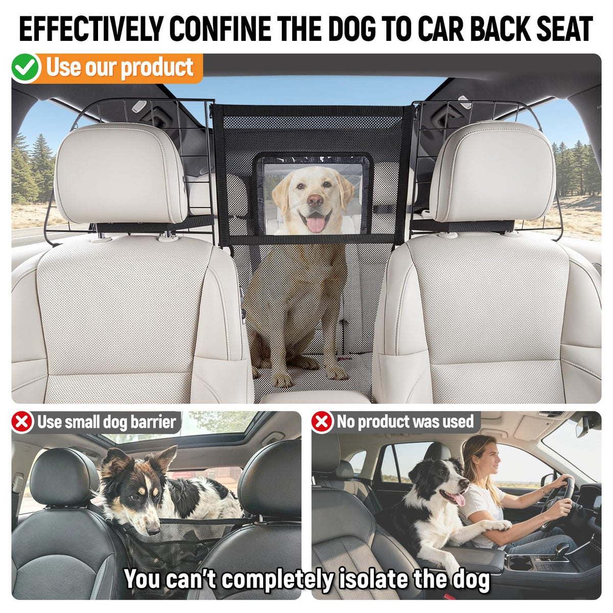Large Dog Car Barrier Net Divider for SUVs and Vehicles