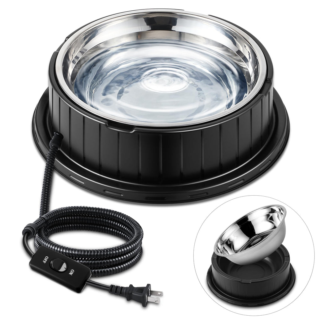 80oz Heated Pet Water Bowl with Thermostatic Temperature Control