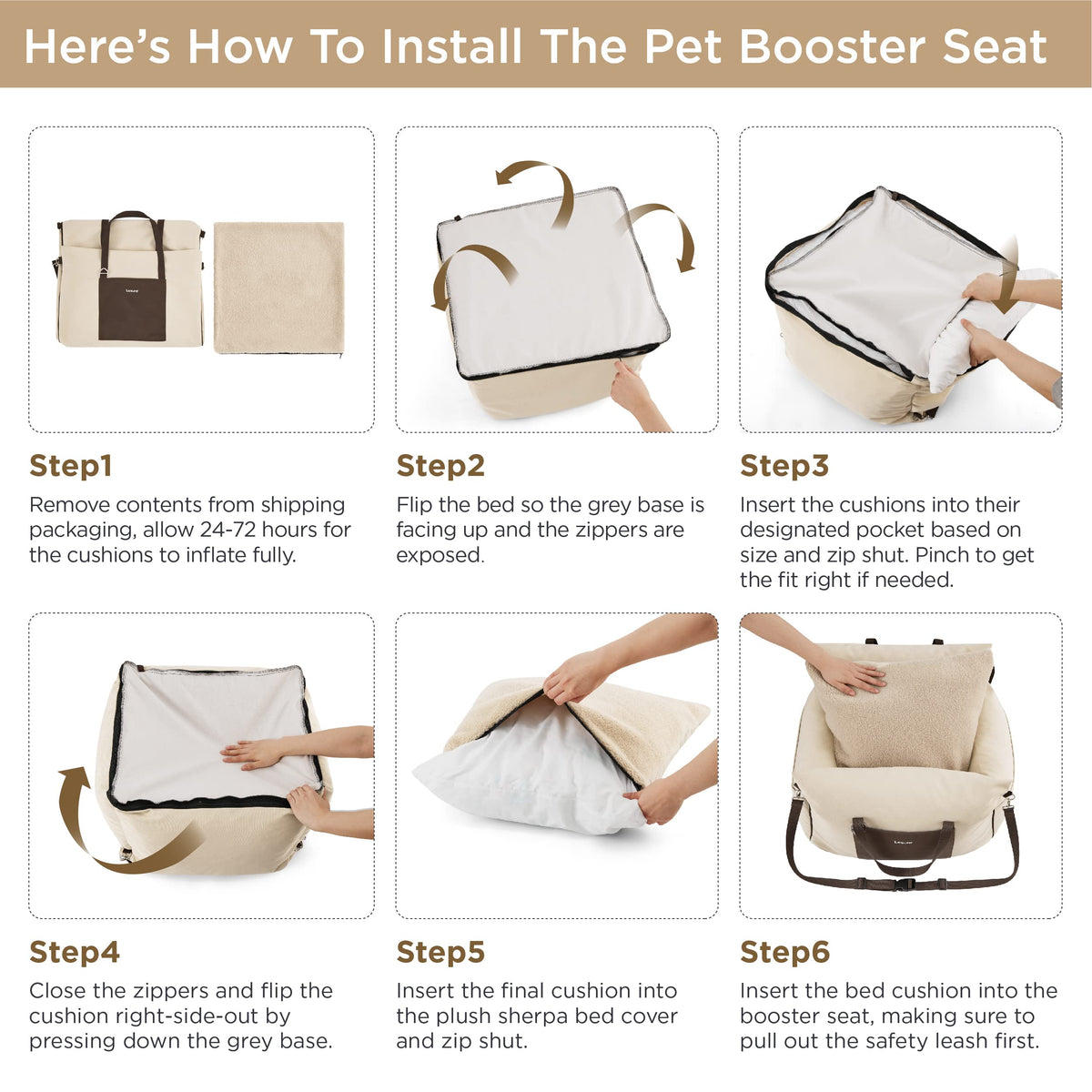 Dog Car Booster Seat for Small Dogs and Puppies Under 25 Pounds