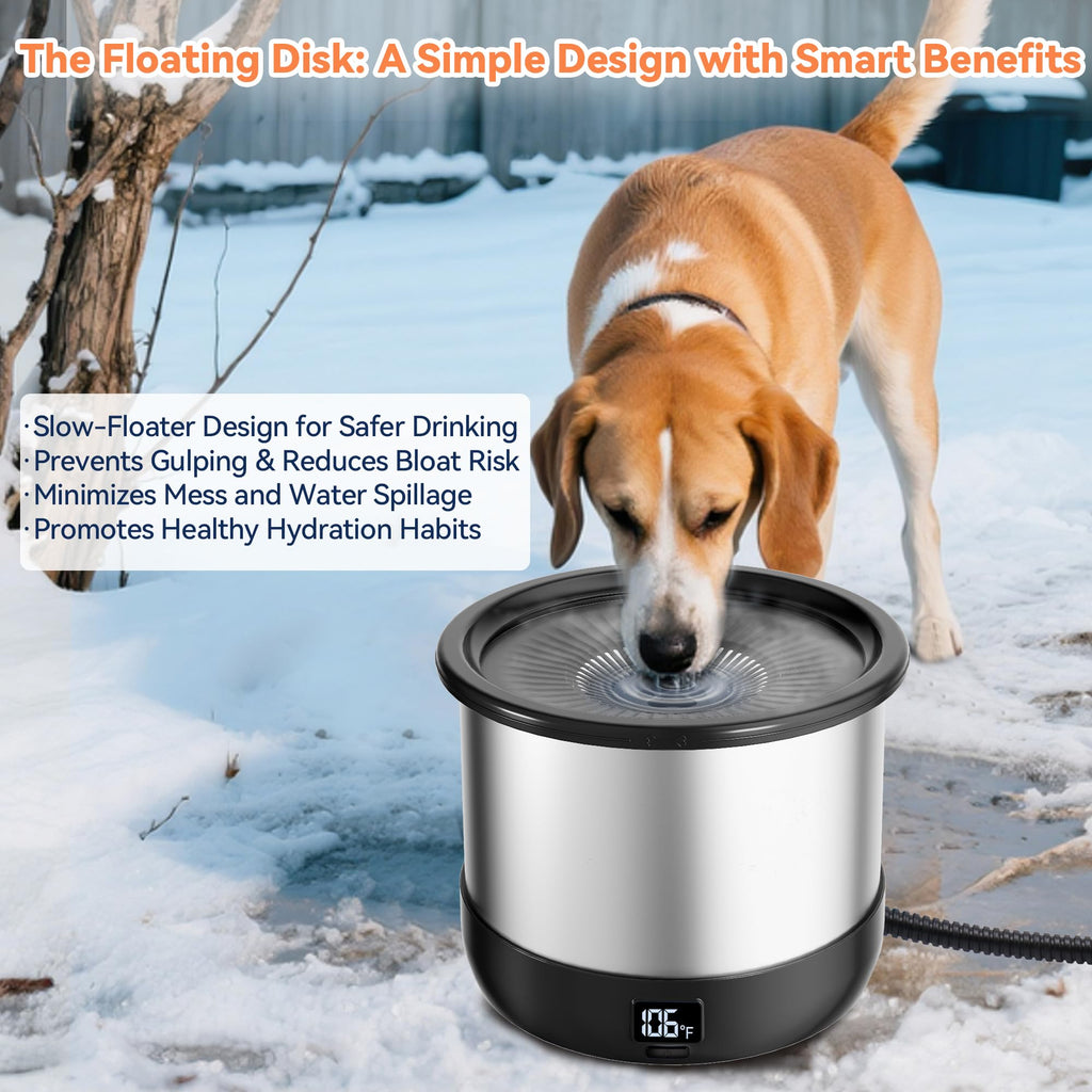 Heated Dog Water Bowl with Digital Display and Temperature Control