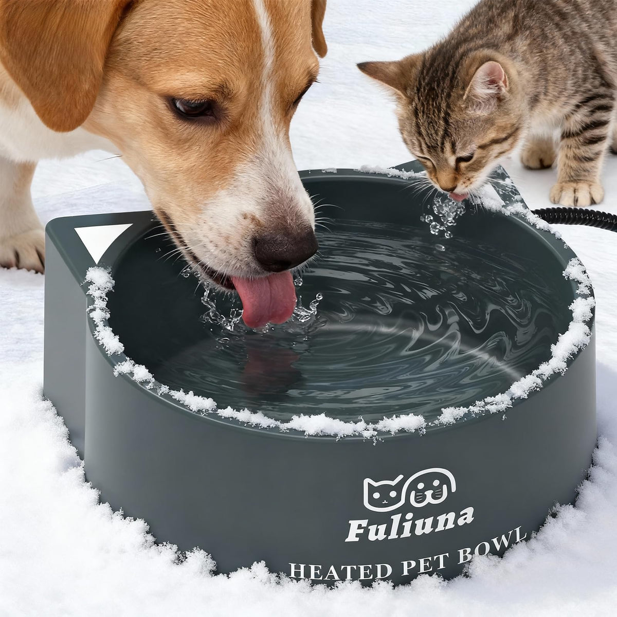 Outdoor Heated Pet Water Bowl with Anti Chew Power Cord