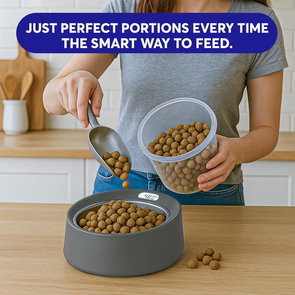 Stainless Steel Pet Feeding Bowl with Built In Digital Scale