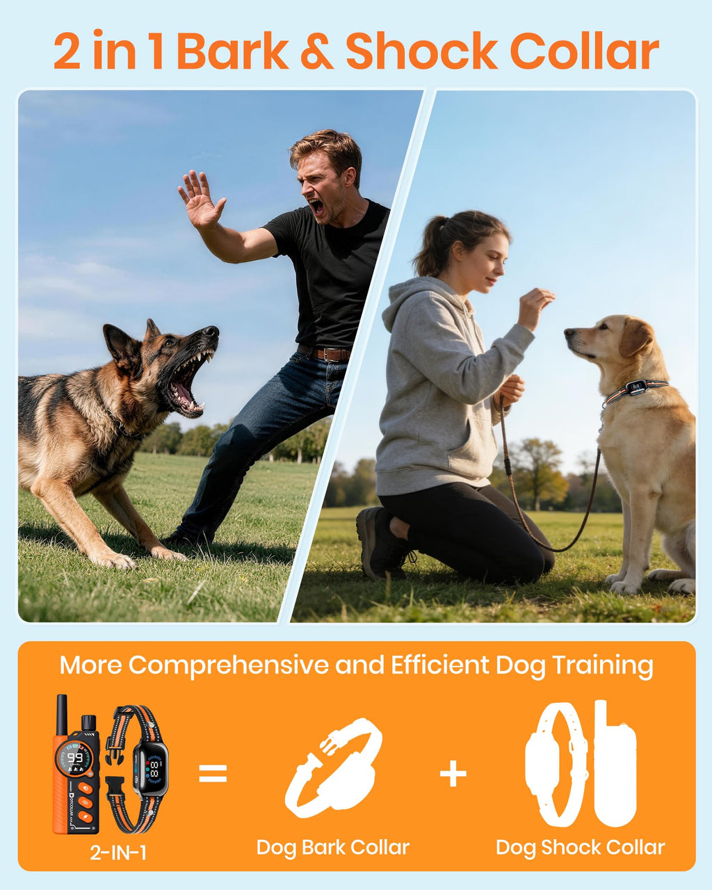 2 in 1 Dog Training Collar with Remote and Anti Bark Modes
