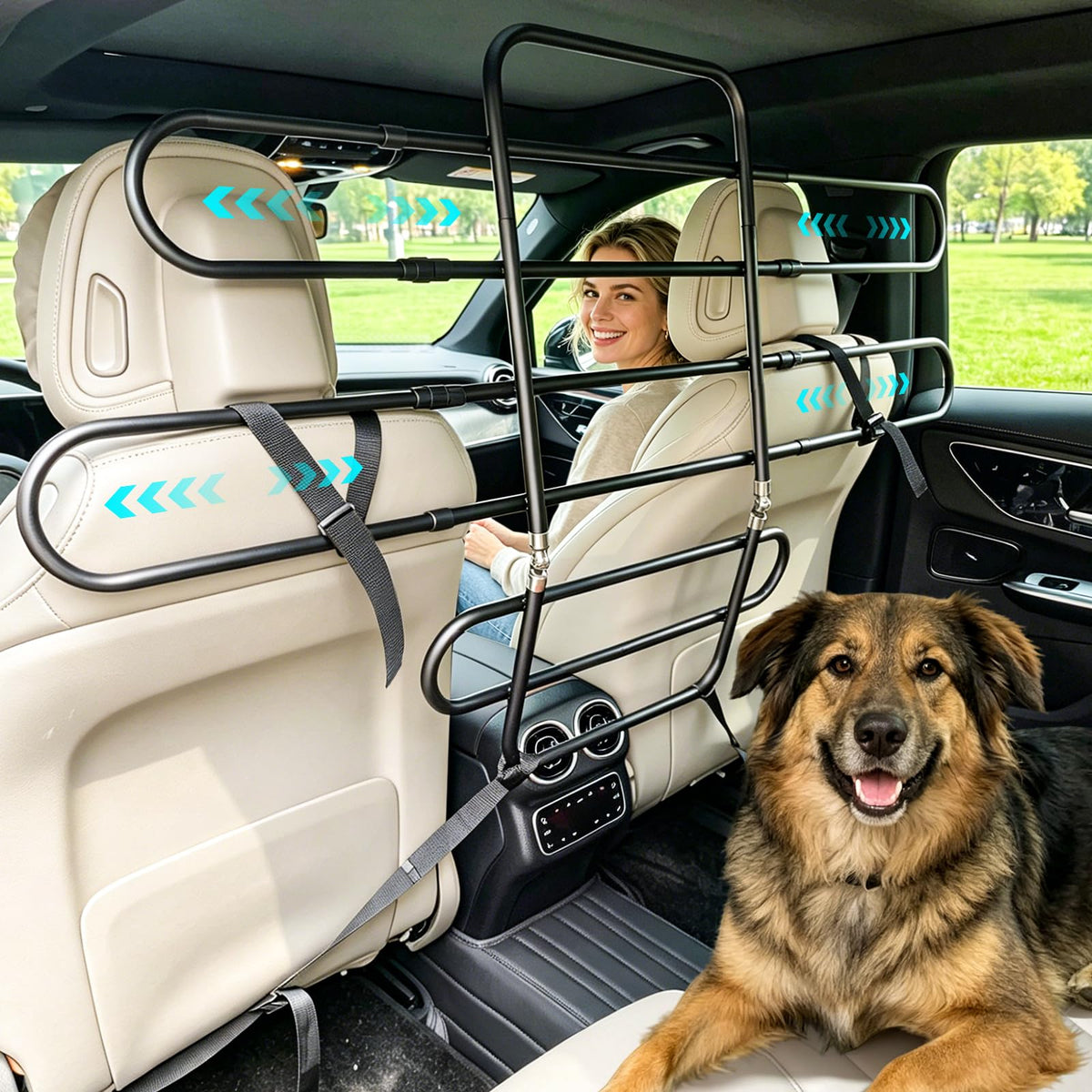 Adjustable Metal Dog Car Barrier for SUVs Trucks and Sedans