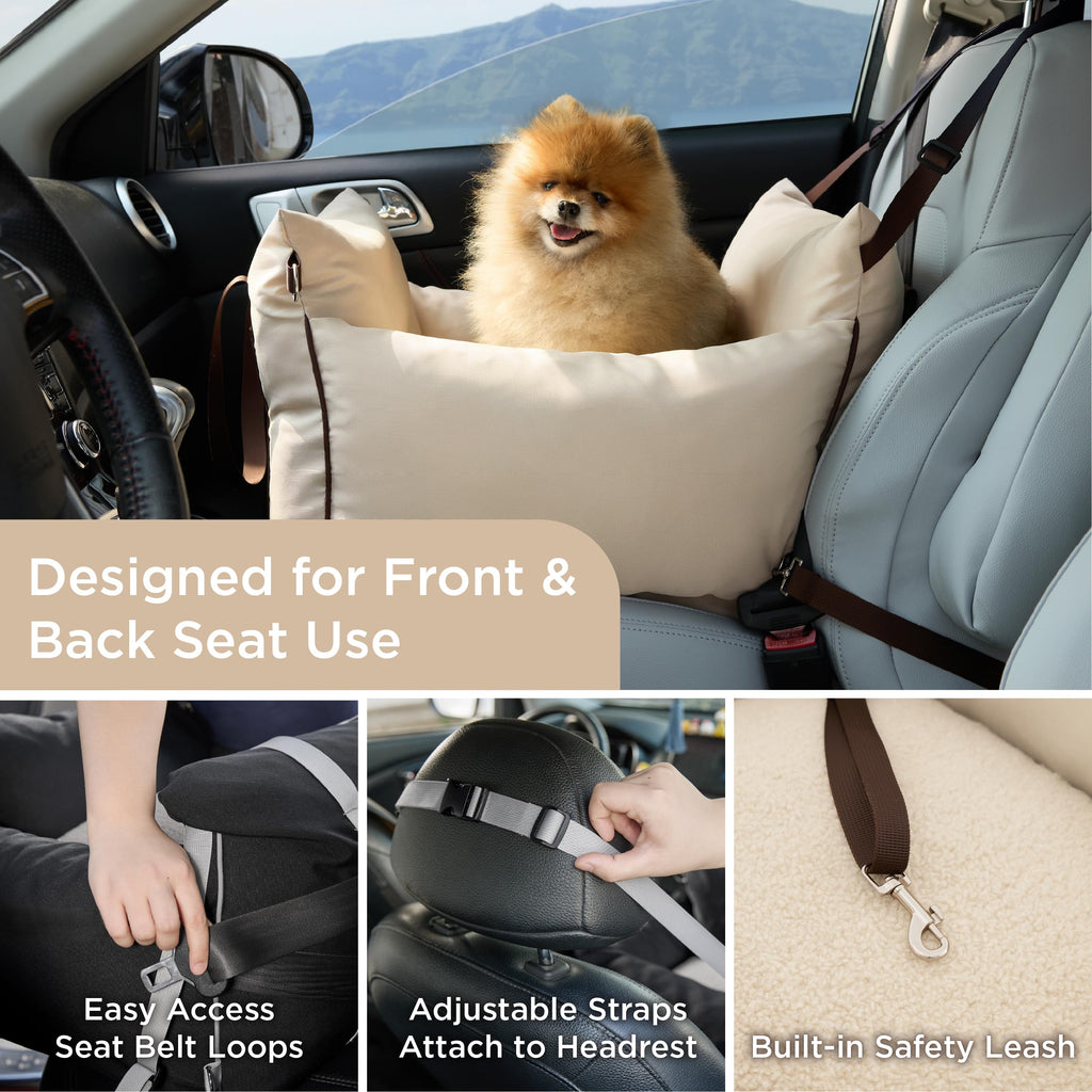Dog Car Booster Seat for Small Dogs and Puppies Under 25 Pounds